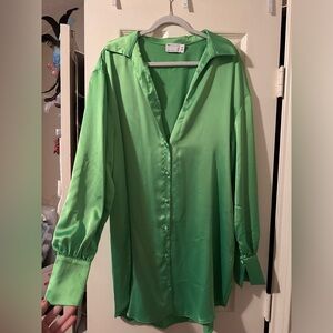 ASOS green satin dress